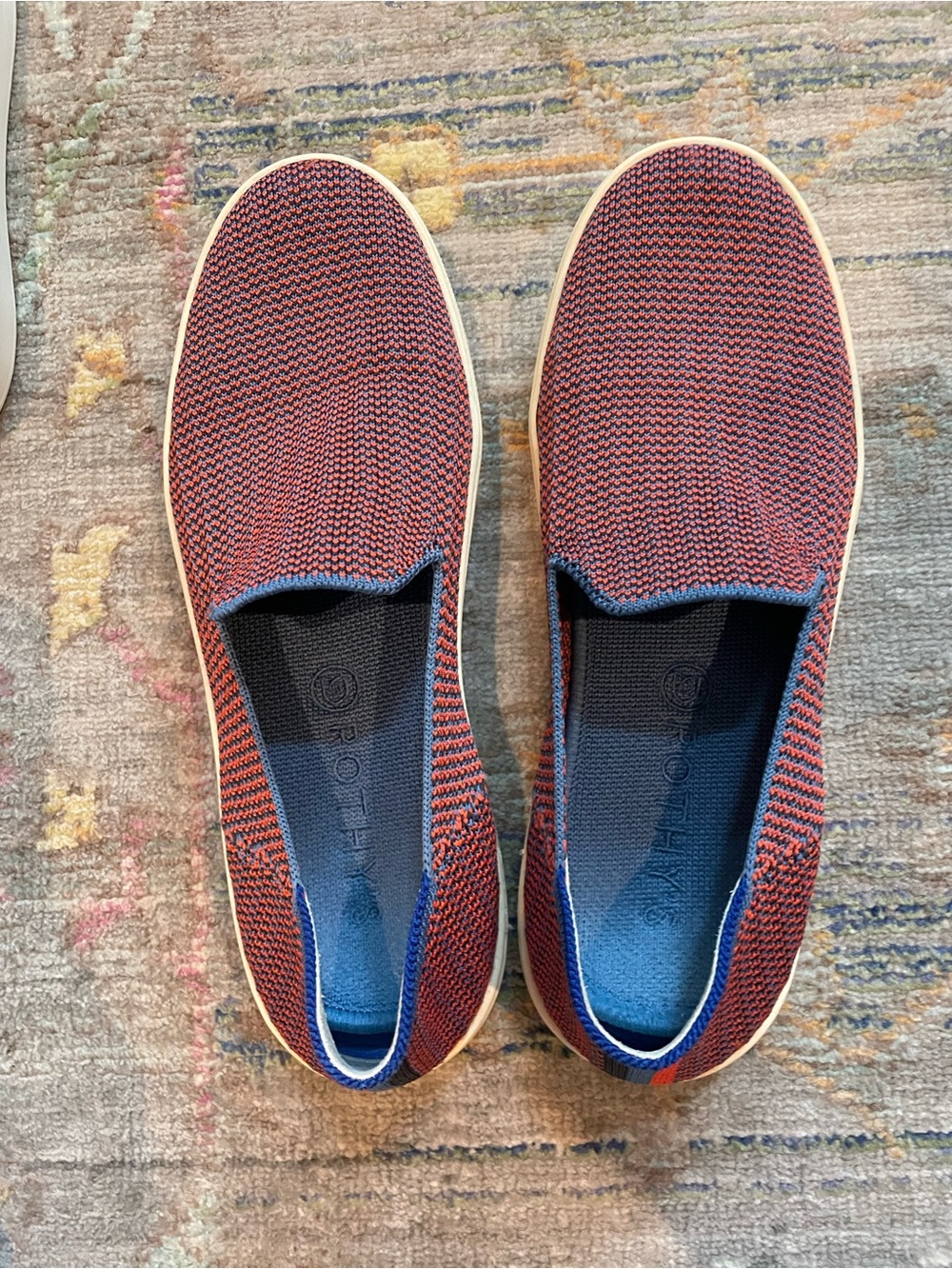 Rothy's Women’s Slip-On Knit Loafers in Red and Navy